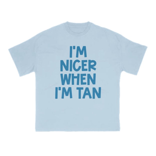 I'm Nicer When I'm Tan Print T-shirt - Light Blue - US16-18(2XL) - image 7