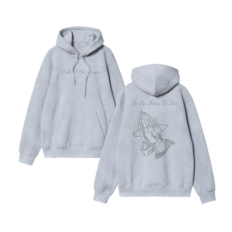 En Las Manos De Dios Print Causal Hoodie - Grey - US16-18(2XL) - image 4