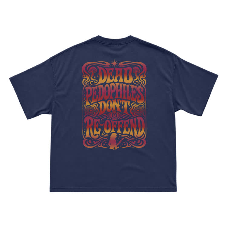Vintage Psychedelic Back Graphic T-Shirt - Navy Blue - US16-18(2XL) - image 10