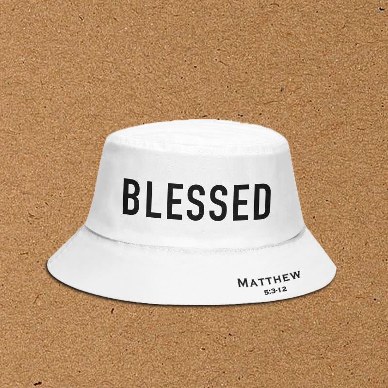 Blessed Matthew 5:3-12 Print Bucket Hat - White - XL(62cm) - image 3