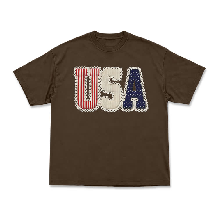 Vintage College Style USA T-Shirt - Coffee - US16-18(2XL) - image 5