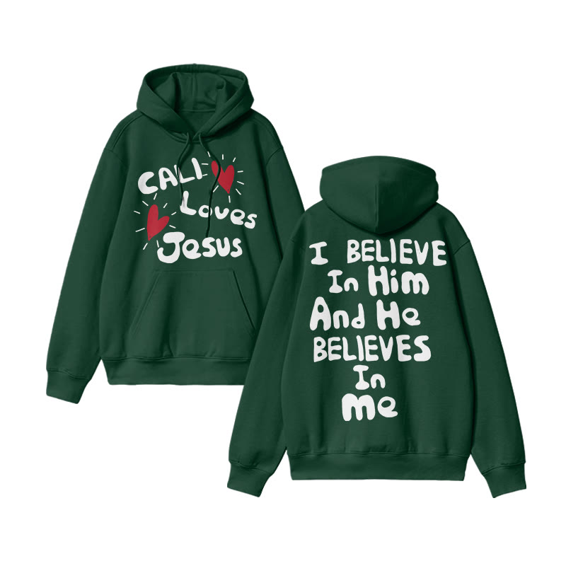 Unisex Call Loves Jesus Print Hoodie - Green - US16-18(2XL) - image 9