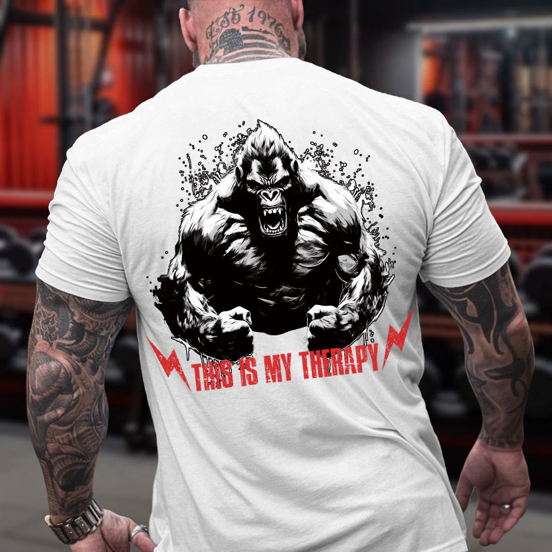 Gym 100% Cotton THIS IS MY THERAPY Print T-shirt - image 5