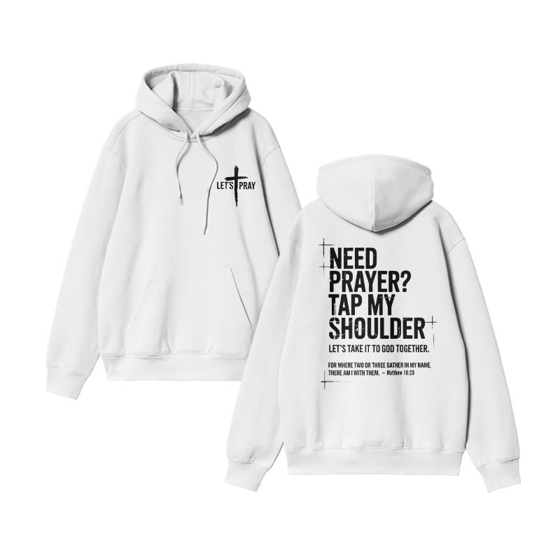 Need Prayer? Tap My Shoulder Print Hoodie - White - US16-18(2XL) - image 3