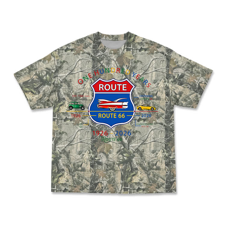 Casual Route 66 Centennial Camo Graphic T Shirt - Army Green - 3XL - image 4