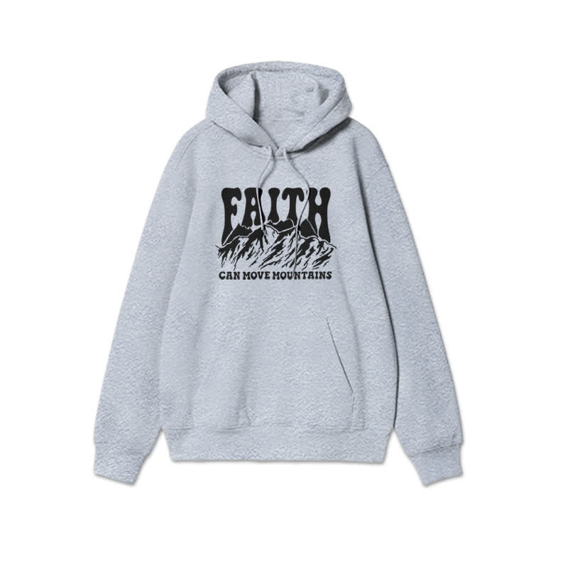 Unisex Faith Can Move Mountains Print Hoodie - Grey - 2XL - image 3