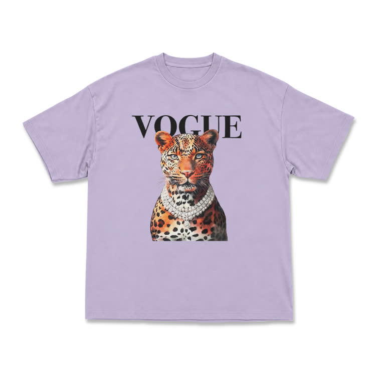 Vogue Pearl Leopard Oversized Graphic T Shirt - Purple - US16-18(2XL) - image 6