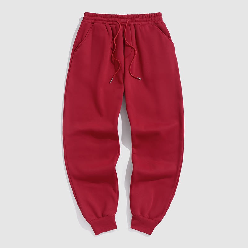 100% Cotton Solid Color Leggings Casual Fleece Sweatpants