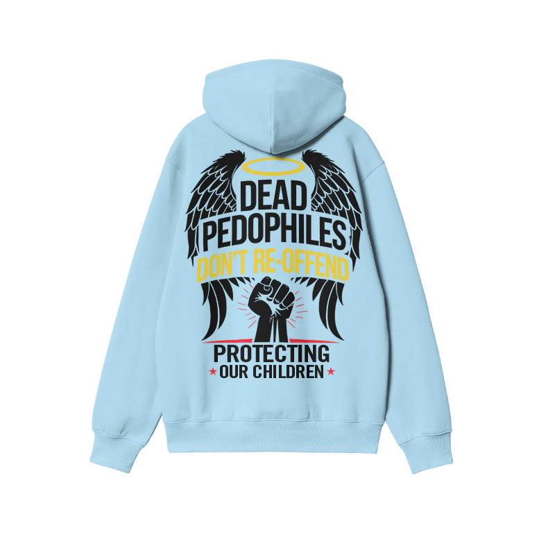 Dead Pedophiles Don't Re-offend Angel Wings Print Hoodie - Blue - US16-18(2XL) - image 8