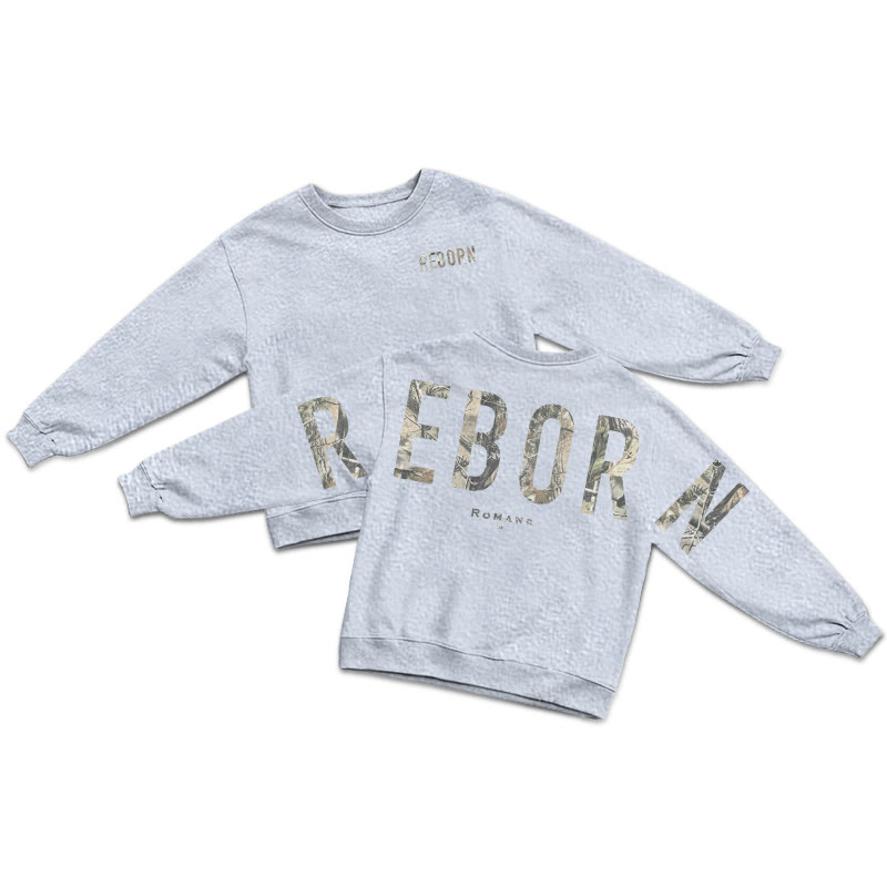 Dead Leaves Camouflage Reborn Romans 6:4 Print Sweatshirt - Grey - US16-18(2XL) - image 4
