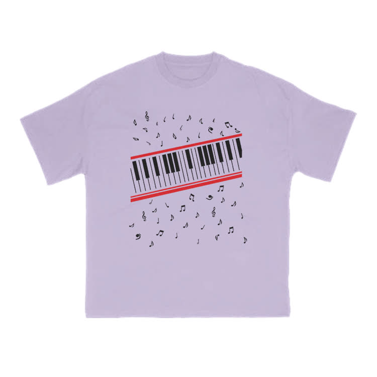 Lovely Piano Musical Note Print T-shirt - Purple - US16-18(2XL) - image 8