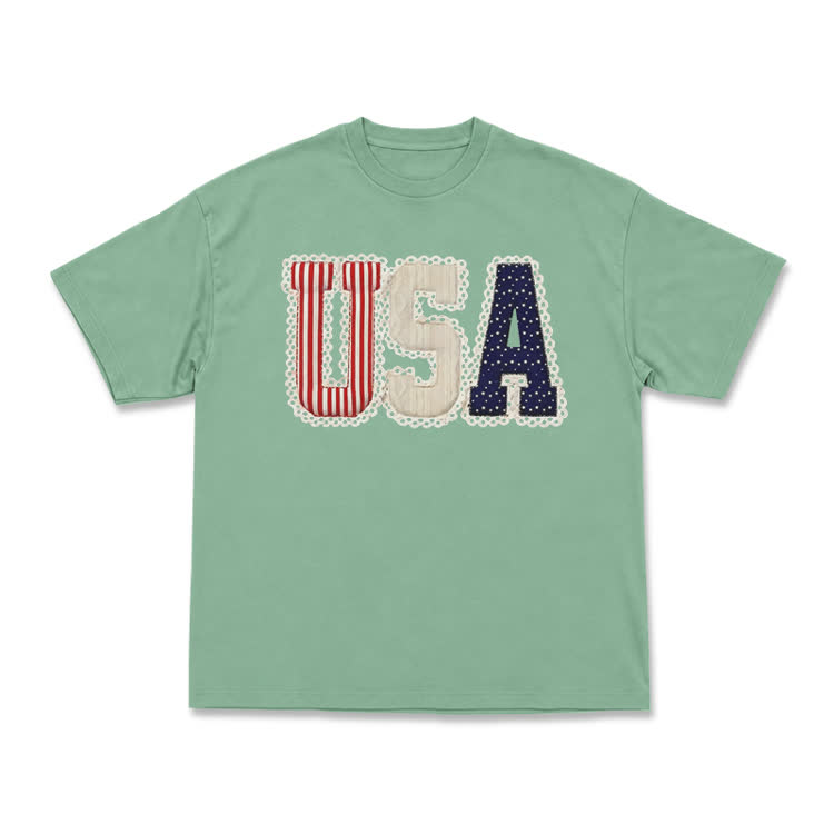 Vintage College Style USA T-Shirt - Light Green - US16-18(2XL) - image 4