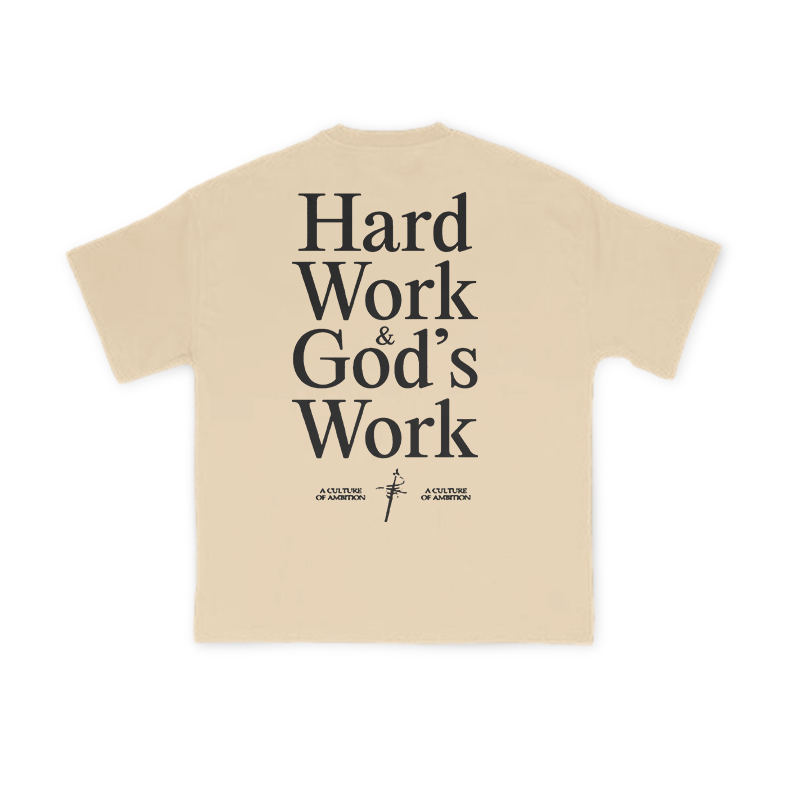 Hard Work & God’s Work Print T-shirt - Apricot - US16-18(2XL) - image 6