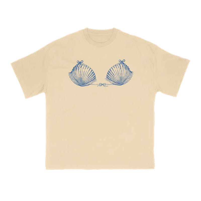 Funny Seashell Bikini Print T-shirt - Apricot - US16-18(2XL) - image 6