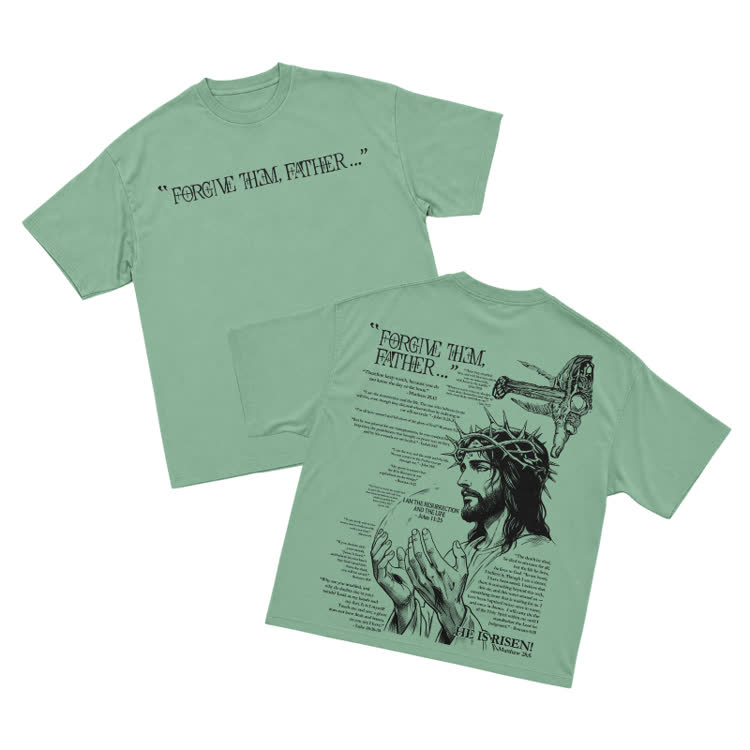 Streetwear Forgive Them Father Graphic T-Shirt - Light Green - US16-18(2XL) - image 7