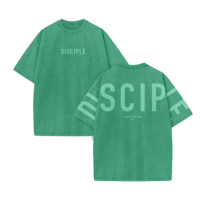 Disciple Matthew 28:19 Print Acid Washed T-shirt - Green - US20-22(3XL) - image 7