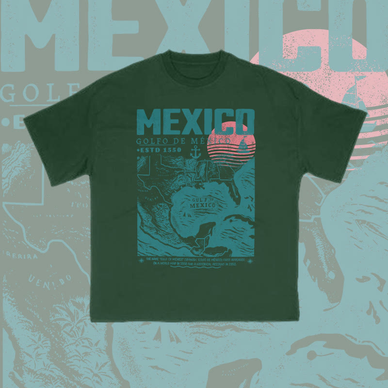 Unisex 100% Cotton Golfo De Mexico Print T-shirt