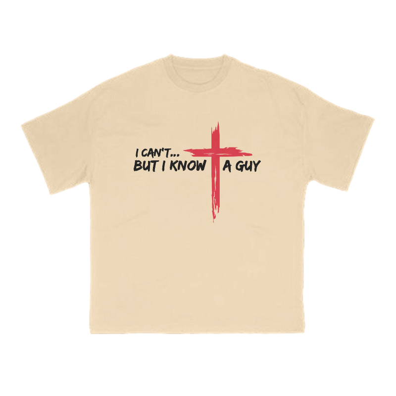 I Can't But I Know A Guy Red Cross Print T-shirt - Apricot - US16-18(2XL) - image 5