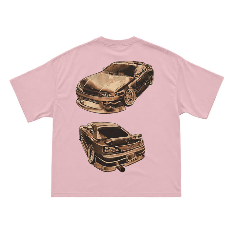 Vintage Dual Sports Car Back Graphic T-Shirt - Pink - US16-18(2XL) - image 11