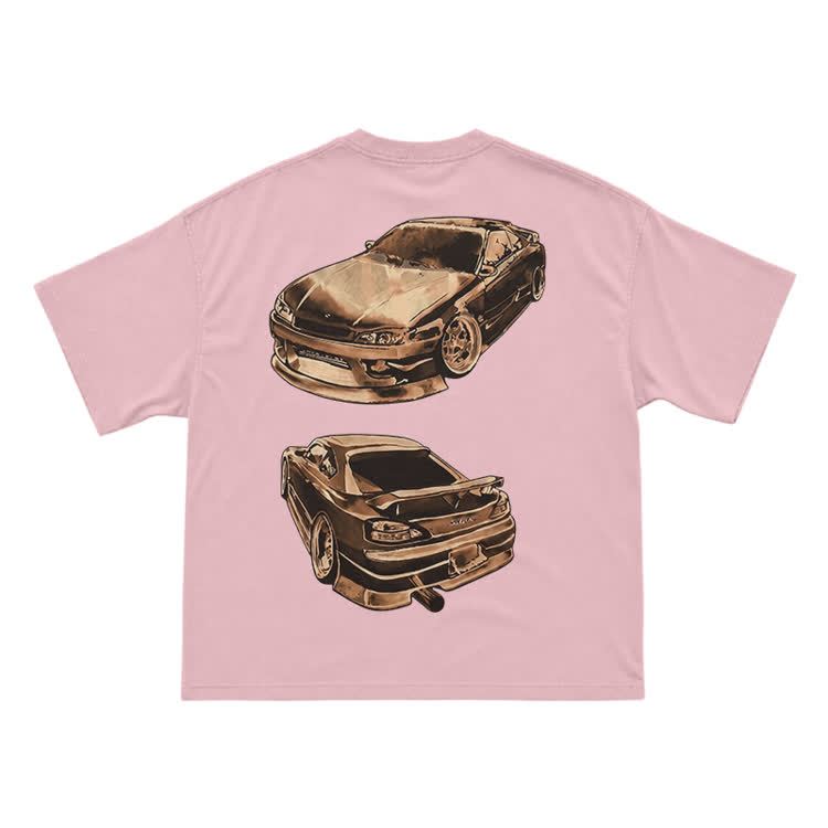 Vintage Dual Sports Car Back Graphic T-Shirt - Pink - US16-18(2XL) - image 11