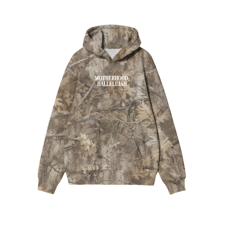 Vintage Camo MOTHERHOOD HALLELUJAH Graphic Print Causal Hoodie - Dark Brown Camo - US32-34(5XL) - image 9