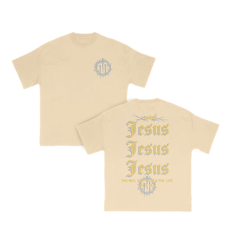Unisex 100% Cotton Jesus John 14:6 Print T-shirt - Apricot - US16-18(2XL) - image 7