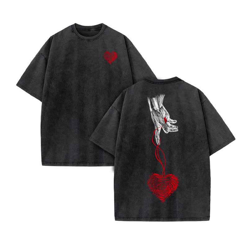 Unisex Jesus Loves You Print Acid Washed T-shirt - Black - US20-22(3XL) - image 3