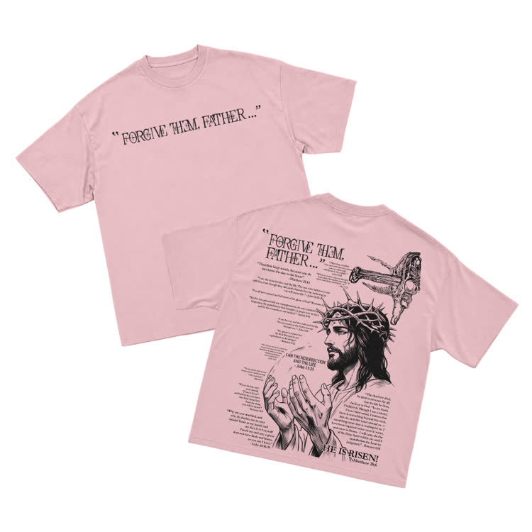 Streetwear Forgive Them Father Graphic T-Shirt - Pink - US16-18(2XL) - image 8