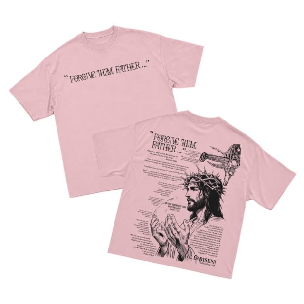 Streetwear Forgive Them Father Graphic T-Shirt - Pink - US16-18(2XL) - image 8