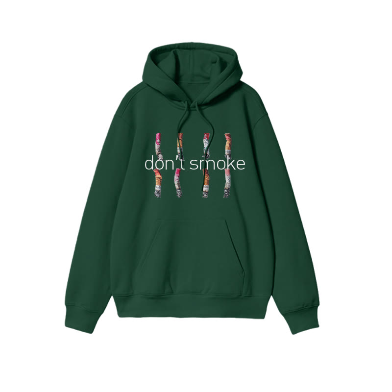 Unisex Don't Smoke Print Hoodie - Dark Green - US16-18(2XL) - image 8