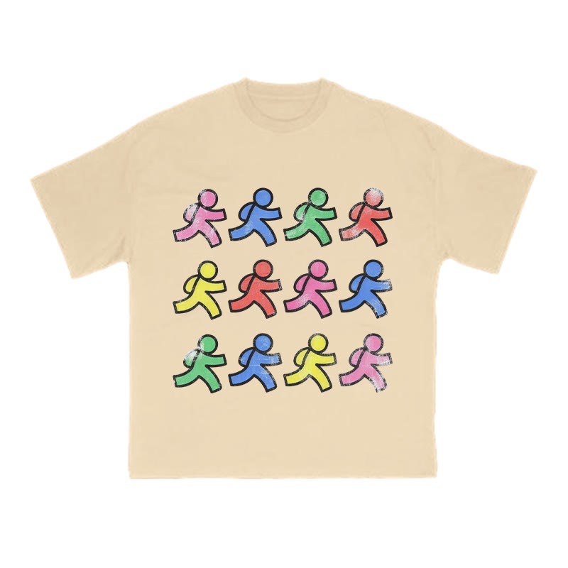 Fun Colorful Paper People Print T-shirt - Apricot - US16-18(2XL) - image 5