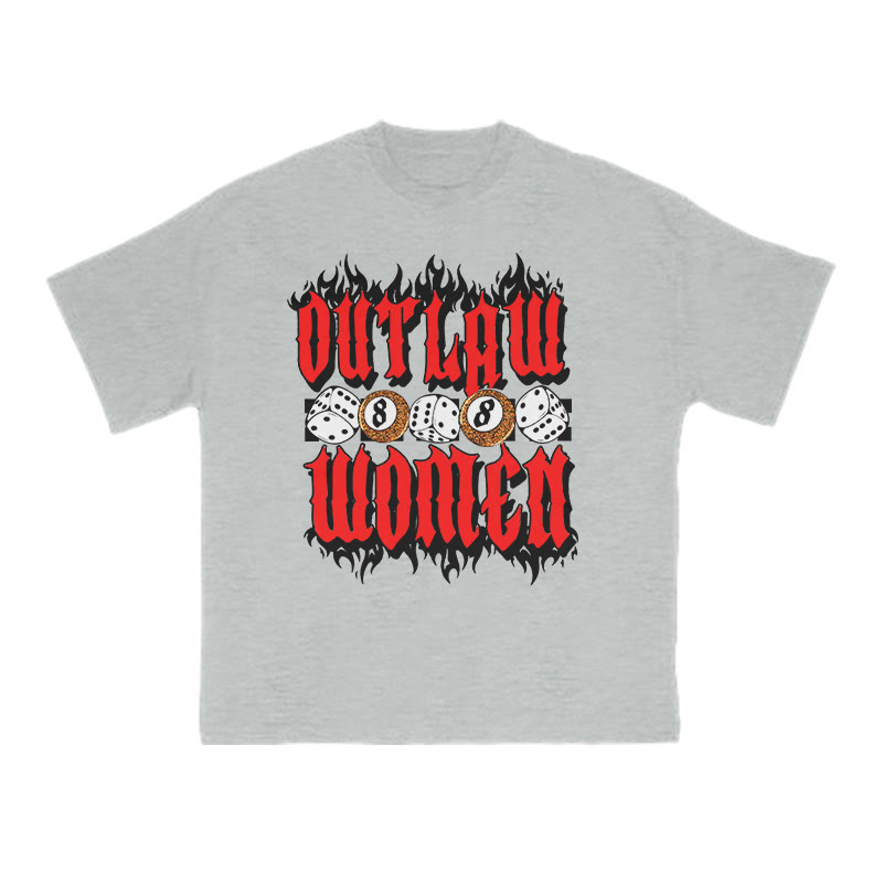 Unisex Outlaw Women Dice Print T-shirt - Grey - US16-18(2XL) - image 3