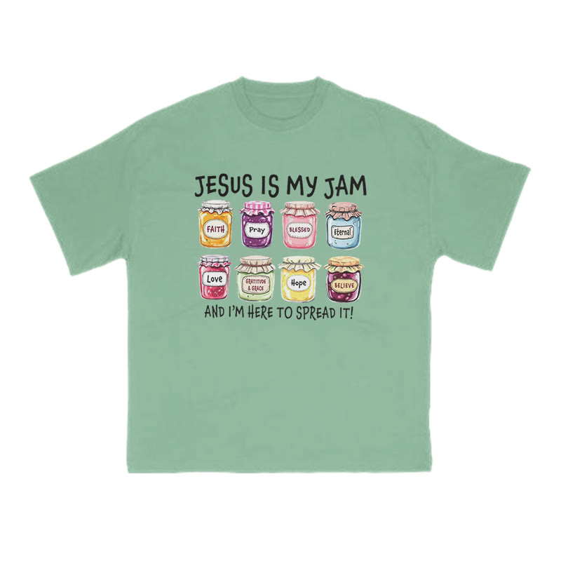 Unisex 100% Cotton Jesus Is My Jam Print T-shirt - Green - US16-18(2XL) - image 9