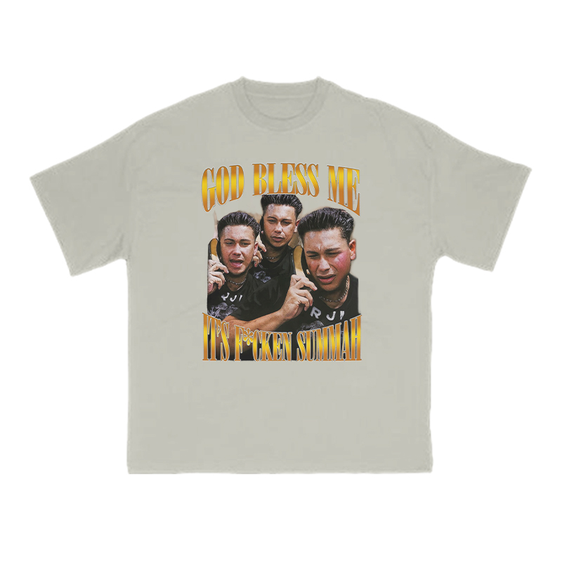 God Bless Me It's F*cken Summah Print T-shirt - Warm Grey - US16-18(2XL) - image 4