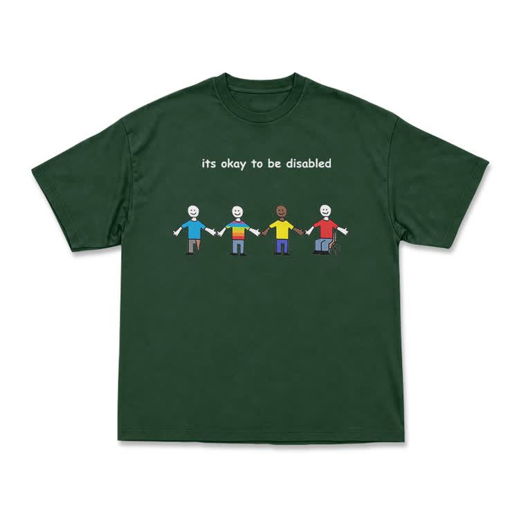 Its Okay To Be Disabled Graphic Crew Neck T-Shirt - Green - US16-18(2XL) - image 7