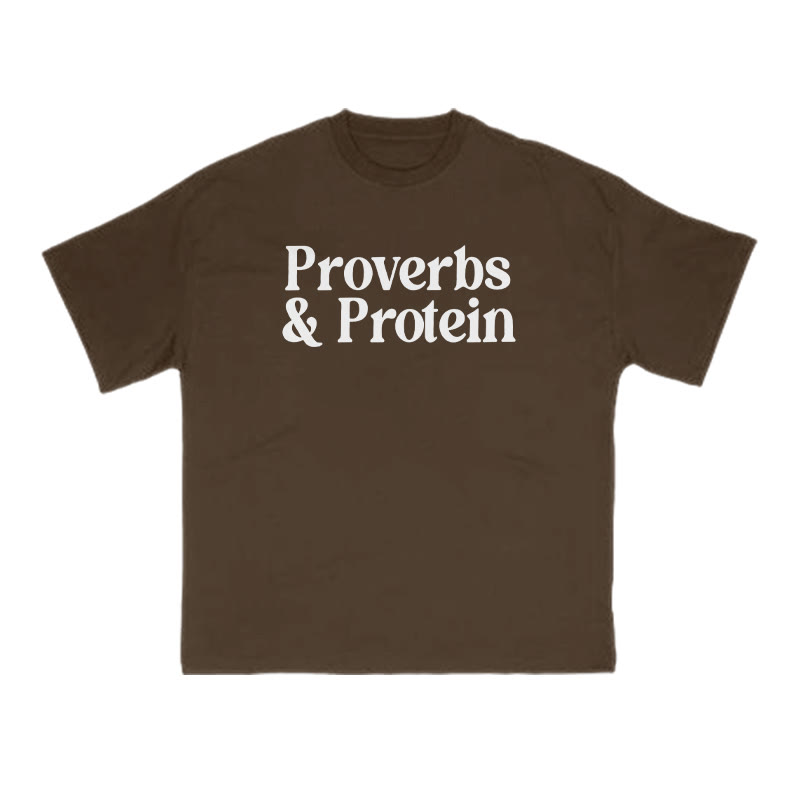 Proverbs & Protein Print T-shirt - Coffee - US16-18(2XL) - image 6