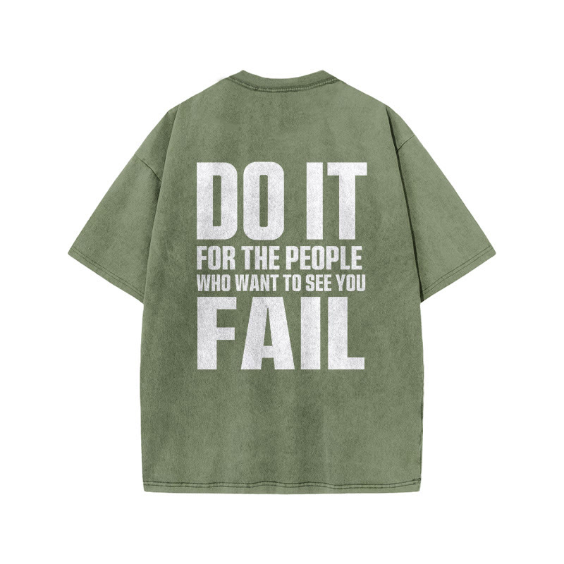 100% Cotton DO IT Gym Print Acid Washed T-shirt - Army Green - US20-22(3XL) - image 6
