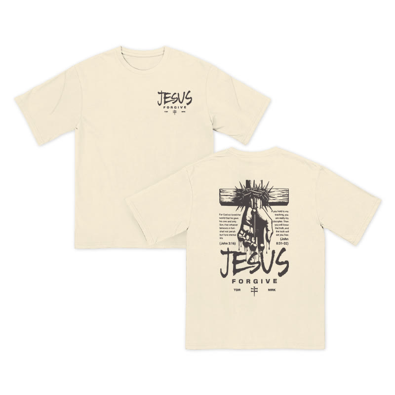 Unisex 100% Cotton Jesus Forgive Print T-shirt