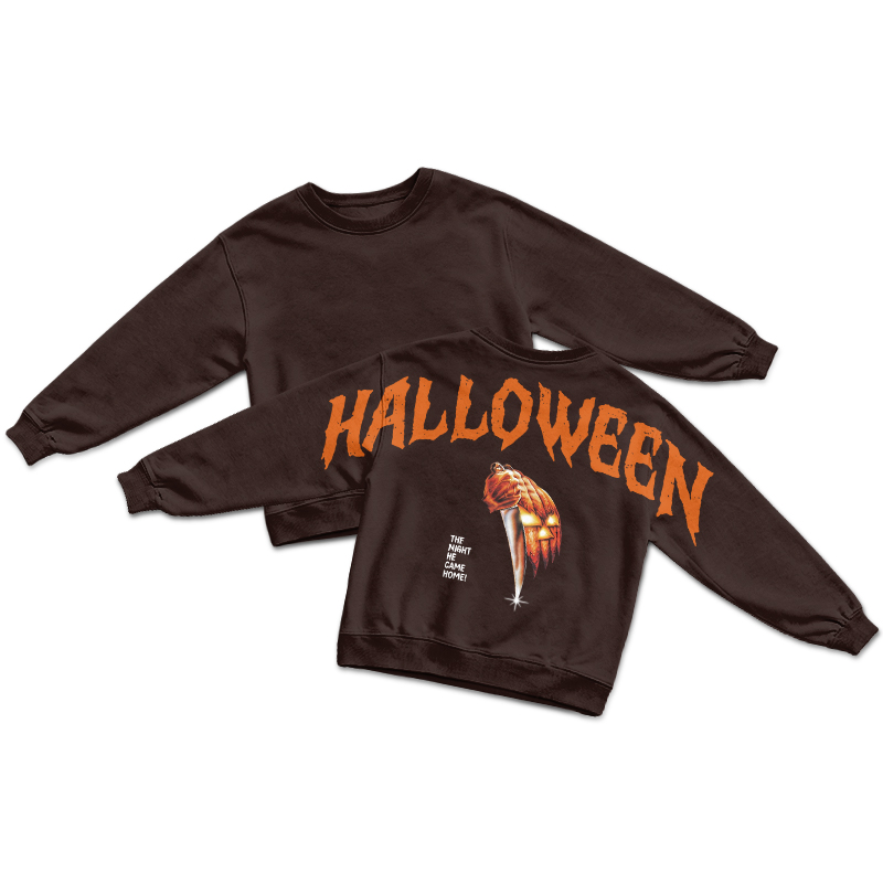 Streetwear Halloween Back Print Round Neck Sweatshirt - Coffee - US16-18(2XL) - image 3