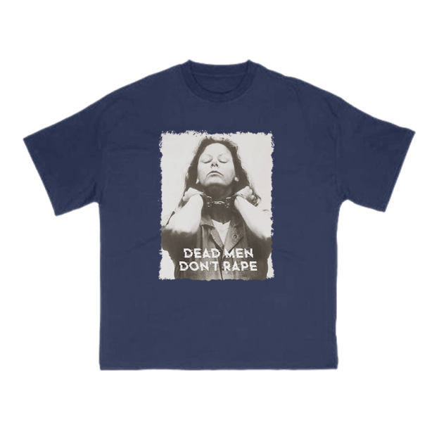 Dead Men Don't Rape Print T-shirt - Navy Blue - US16-18(2XL) - image 11