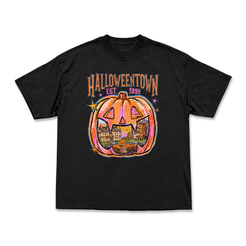 Vintage Halloweentown Pumpkin Round Neck Graphic Print T-Shirt - Black - US16-18(2XL) - image 14