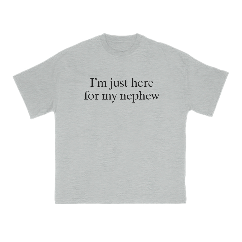 I’m Just Here For My Nephew Print T-shirt - Grey - US16-18(2XL) - image 3