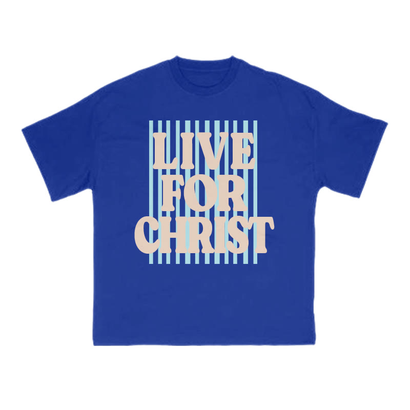 Unisex 100% Cotton Live For Christ Stripes Print T-shirt - Blue - US16-18(2XL) - image 7