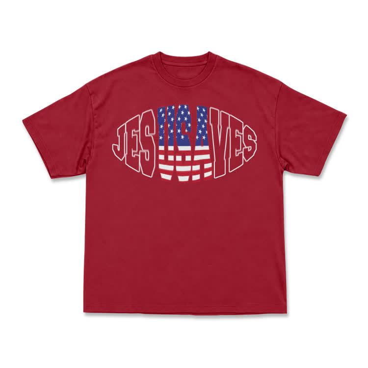 Patriotic Star Stripe Print T-Shirt - Red - US16-18(2XL) - image 12