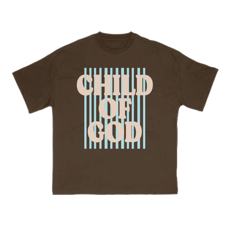 Unisex 100% Cotton Child Of God Stripes Print T-shirt - Coffee - US16-18(2XL) - image 8