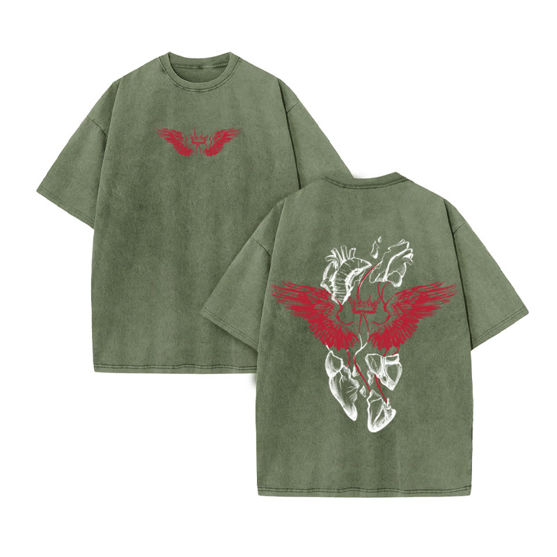 Unisex God Loves The World John 3:16 Print Acid Washed T-shirt - Army Green - US20-22(3XL) - image 5