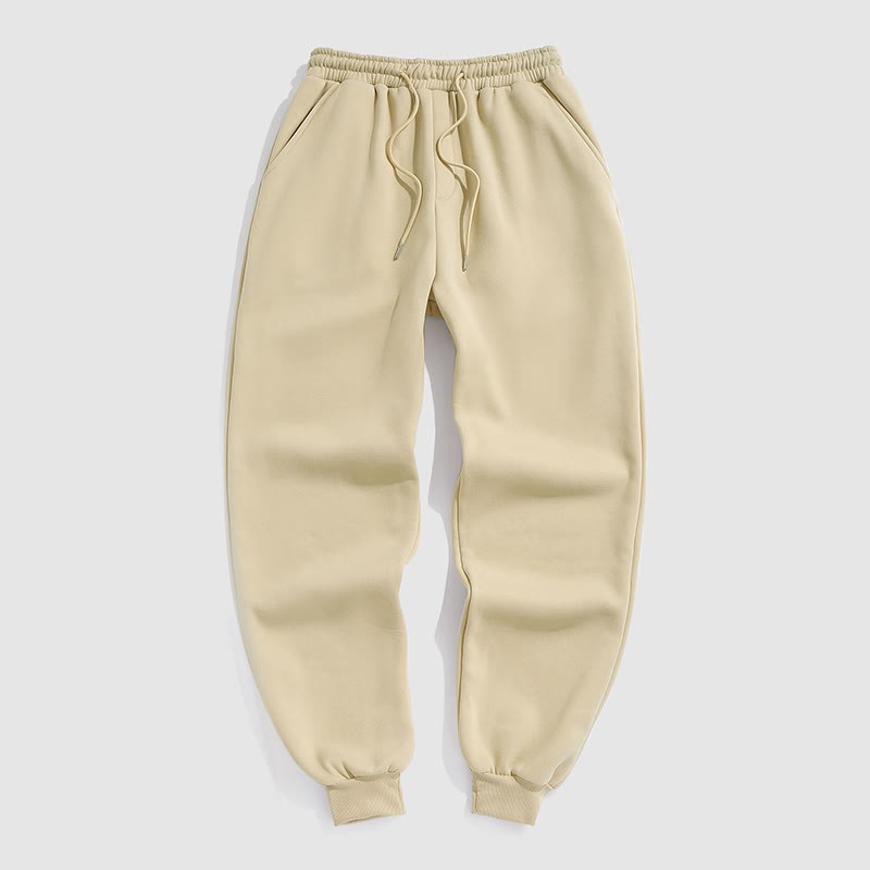 100% Cotton Solid Color Leggings Casual Fleece Sweatpants