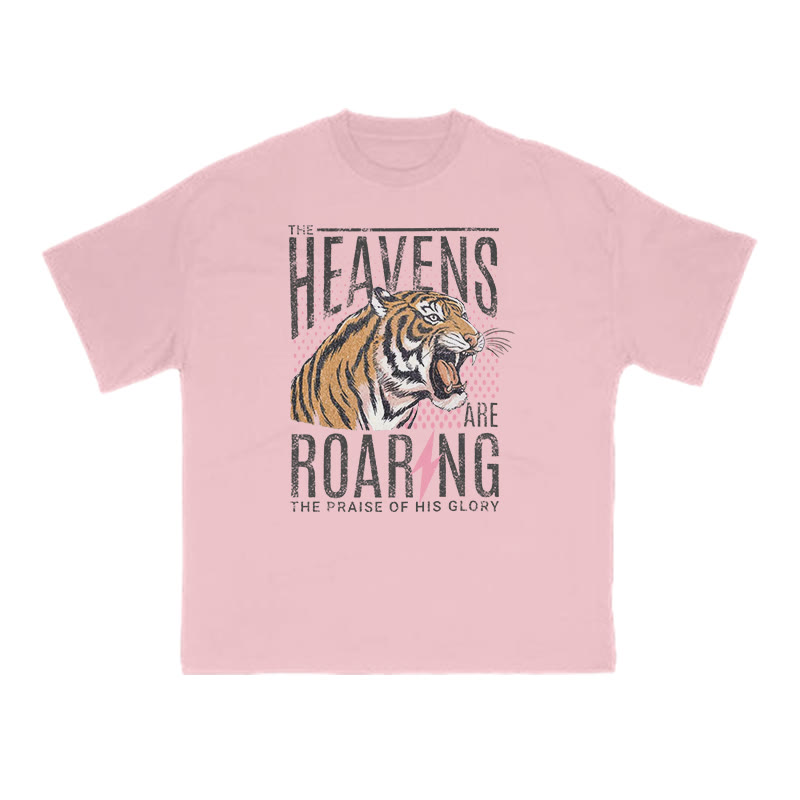 The Heavens Are Roaring The Praise Of His Glory Print T-shirt - Pink - US16-18(2XL) - image 7