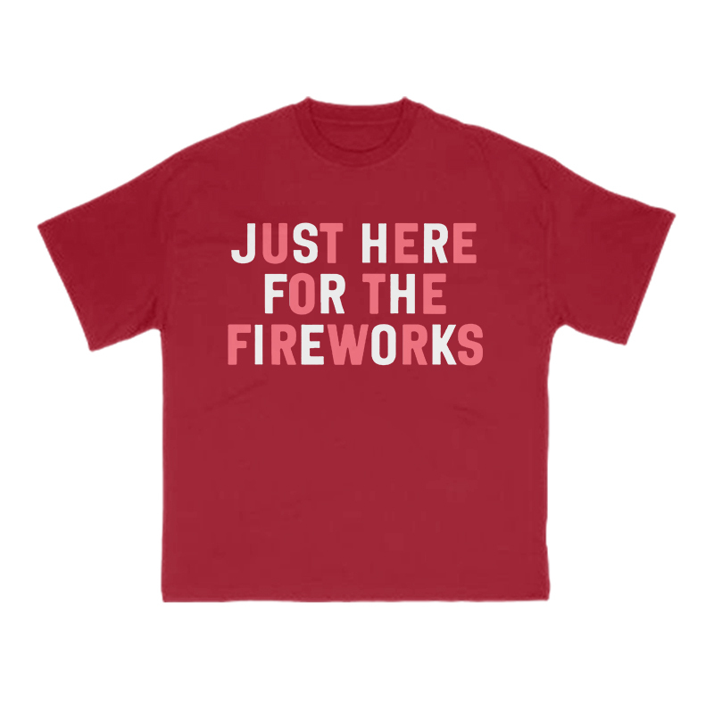 Just Here For The Fireworks Print T-shirt - Red - US16-18(2XL) - image 7