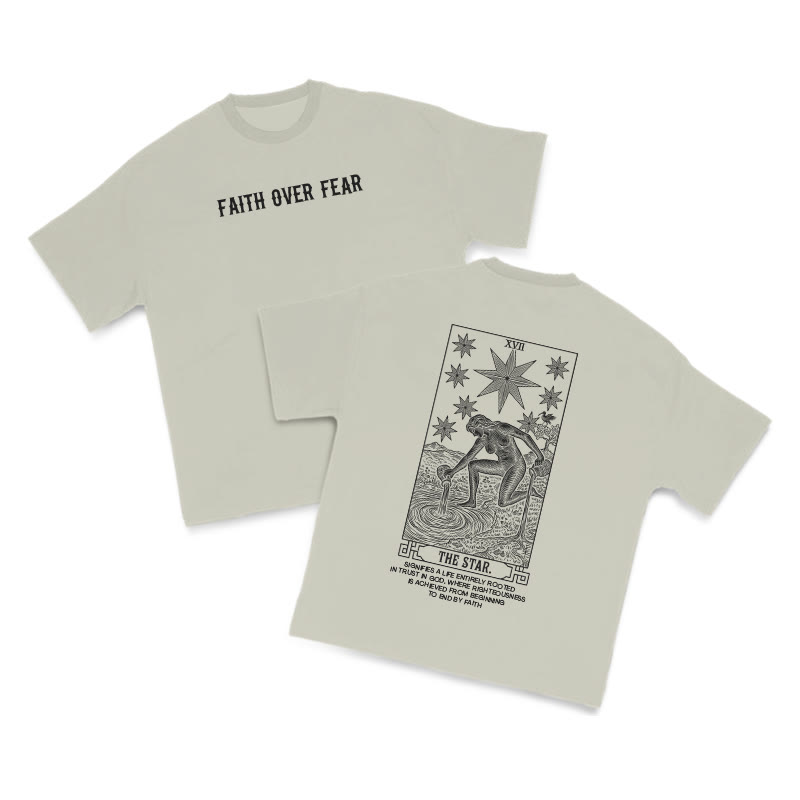 Faith Over Fear Tarot The Star Print T-shirt - Warm Grey - US16-18(2XL) - image 4